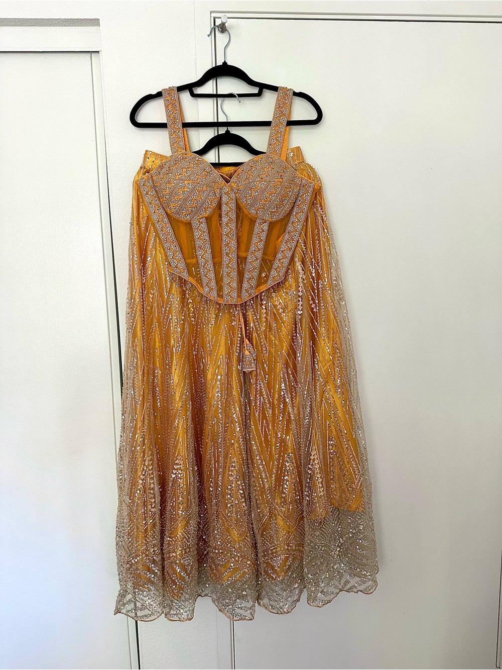 CUSTOM MADE Mustard Embellished Corset Sharara set
